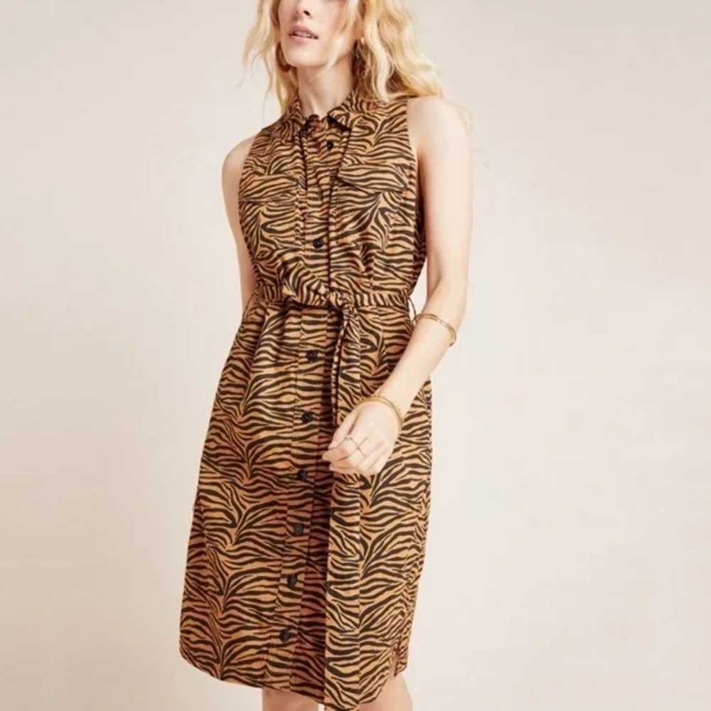 VGUC Anthropologie Maeve Tigresa Shirtdress Size 6